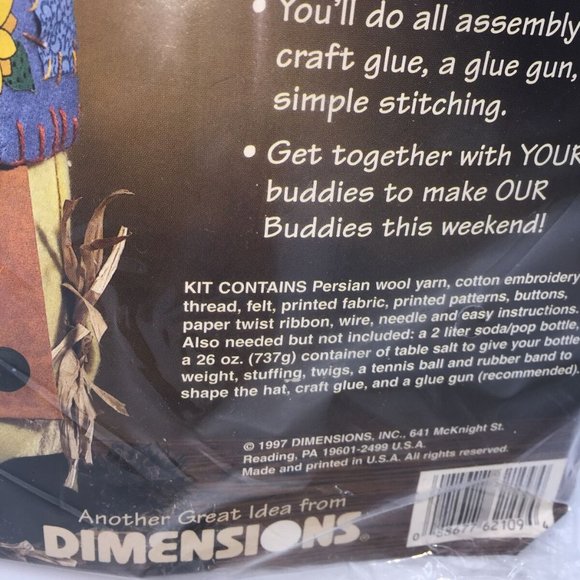 Suzie Scarecrow Dimensions Bottle Buddies Fall Autumn Thanksgiving Halloween - Picture 7 of 10